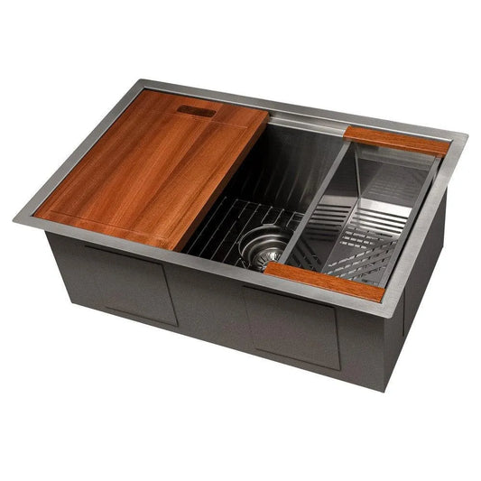 ZLINE 27 in. Garmisch Undermount Single Bowl Stainless Steel Kitchen Sink with Bottom Grid and Accessories (SLS-27) main image.