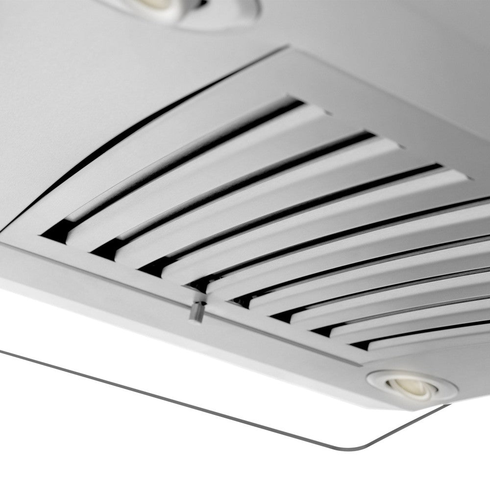 ZLINE 36 in. Convertible Vent Island Mount Range Hood in Stainless Steel and Glass (GL14i-36)
