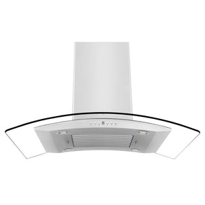 ZLINE 36 in. Convertible Vent Island Mount Range Hood in Stainless Steel and Glass (GL14i-36)