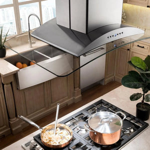 ZLINE 30 in. Convertible Vent Island Mount Range Hood in Stainless Steel and Glass (GL9i-30)