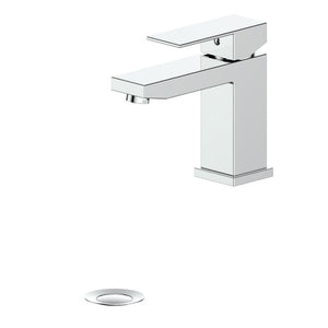 ZLINE North Lake Single Handle Bath Faucet in Chrome (NTL-BF-CH) with matching drain.