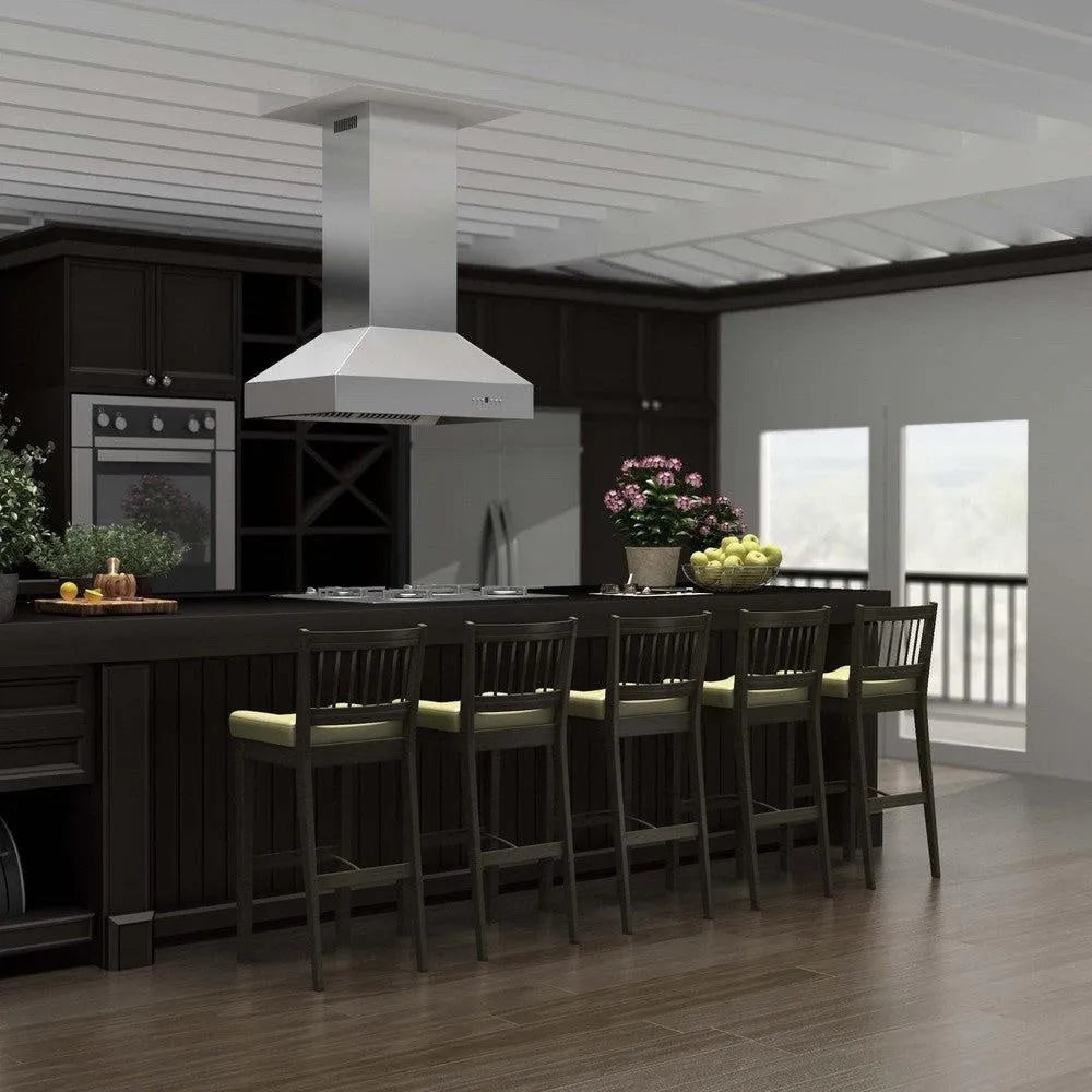 ZLINE 36 in. Ducted Island Mount Range Hood in Outdoor Approved Stainless Steel (697i-304-36)