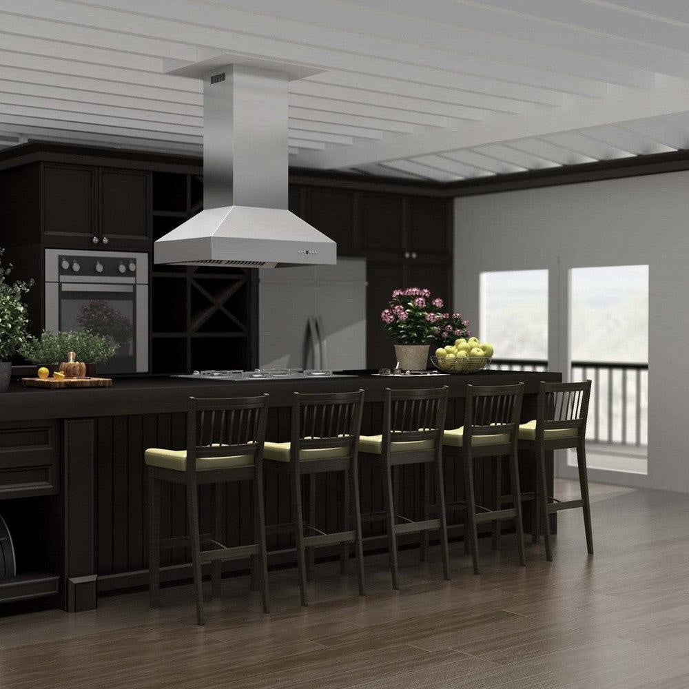 ZLINE 42 in. Ducted Island Mount Range Hood in Outdoor Approved Stainless Steel (697i-304-42)