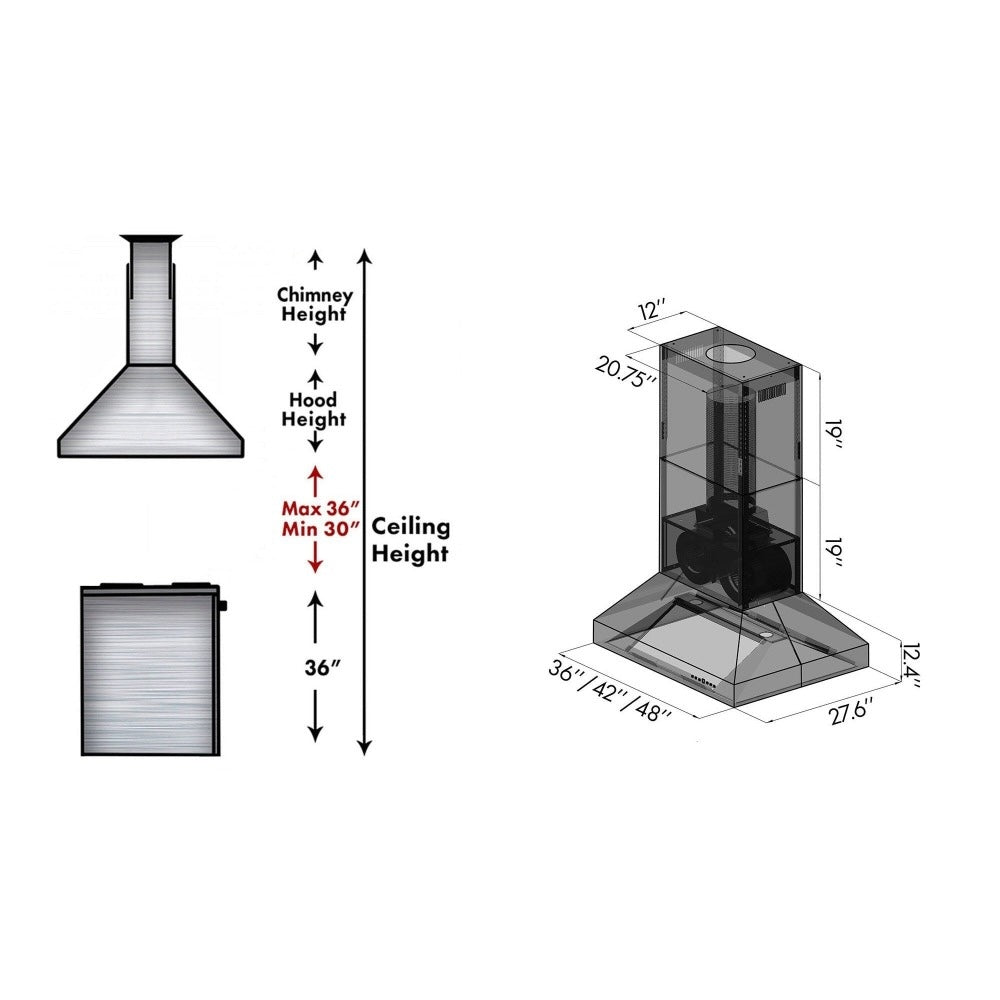 ZLINE 42 in. Ducted Island Mount Range Hood in Outdoor Approved Stainless Steel (697i-304-42)