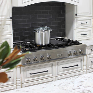 ZLINE 48 in. Legacy Gas Rangetop with 6 Brass Burners and Porcelain Cooktop in DuraSnow® Stainless Steel (RTS-BR-48)