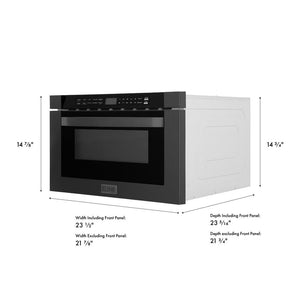 ZLINE 24 in. 1.2 cu. ft. Built-in Microwave Drawer in Black Stainless Steel (MWD-1-BS) dimensional diagram.