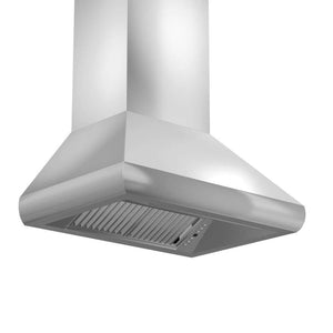 ZLINE Professional Ducted Wall Mount Range Hood in Stainless Steel (687) side, under.