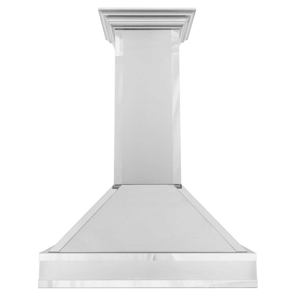 ZLINE 30 in. Designer Series Wall Mount Range Hood in Satin Stainless Steel with Mirror Accents (655MR-30) front.