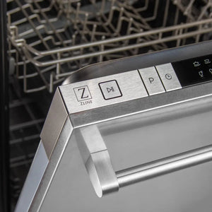 ZLINE 30 in. Kitchen Package with Satin Stainless Dual Fuel Range, Ducted Vent Range Hood and Dishwasher (3KP-RASRH30-DW) 