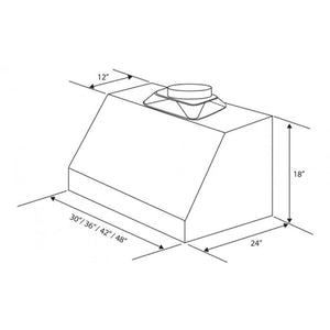 ZLINE 36 in. Convertible Vent Under Cabinet Range Hood in Stainless Steel (523-36) dimensions.