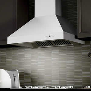 ZLINE 36 in. Professional Ducted Wall Mount Range Hood in Stainless Steel with Crown Molding (667CRN-36)