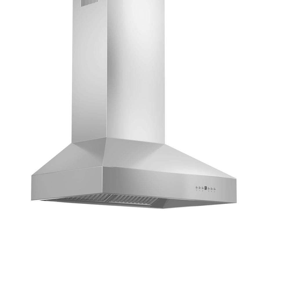 ZLINE 36 in. Professional Ducted Wall Mount Range Hood in Stainless Steel with Crown Molding (667CRN-36)