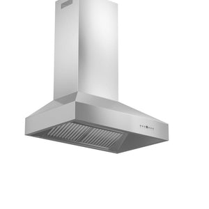 ZLINE 36 in. Professional Ducted Wall Mount Range Hood in Stainless Steel with Crown Molding (667CRN-36) side, under.