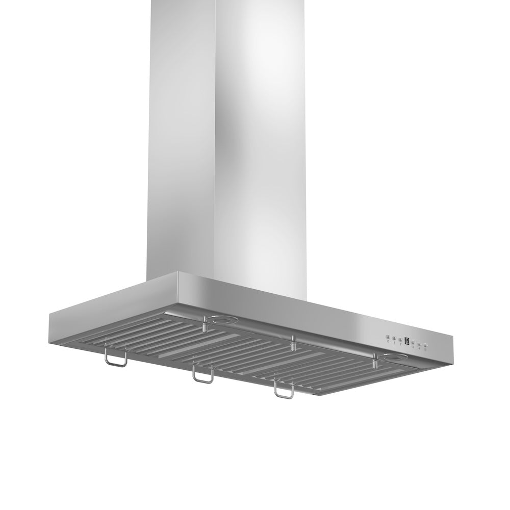 ZLINE 36 in. Convertible Vent Wall Mount Range Hood in Stainless Steel with Crown Molding (KECRN-36) side, under.
