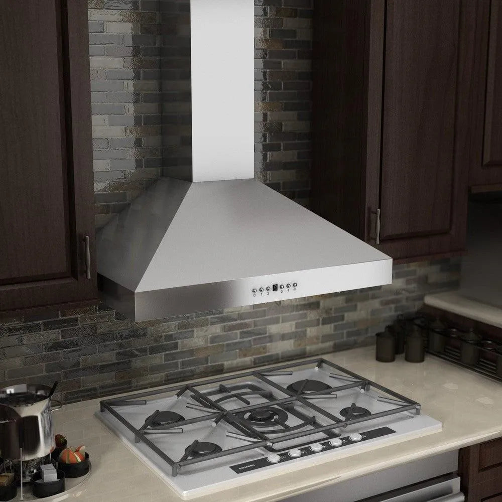 ZLINE 42 in. Convertible Vent Wall Mount Range Hood in Stainless Steel with Crown Molding (KL3CRN-42)