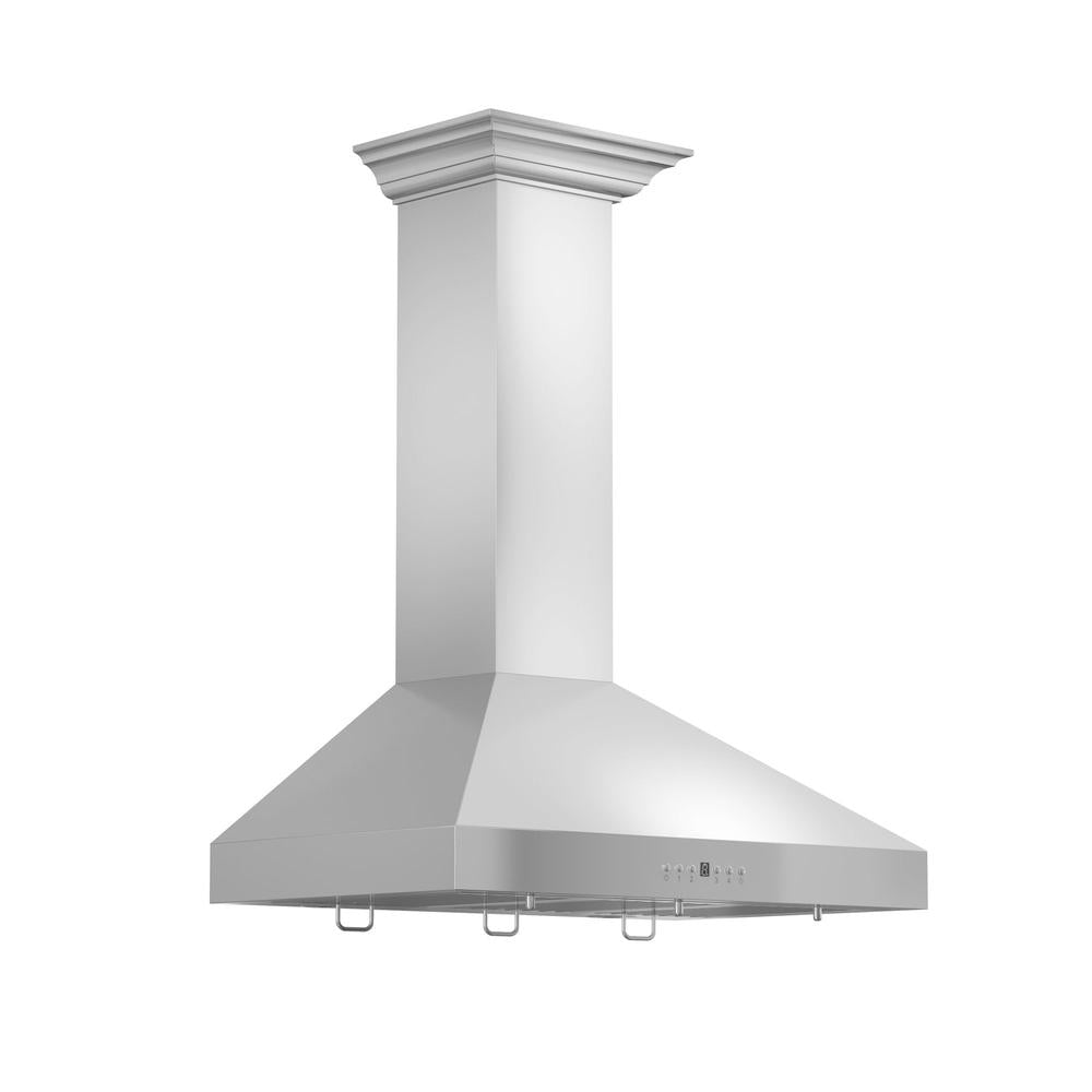 ZLINE 48 in. Convertible Vent Convertible Vent Wall Mount Range Hood in Stainless Steel with Crown Molding (KL3CRN-48)