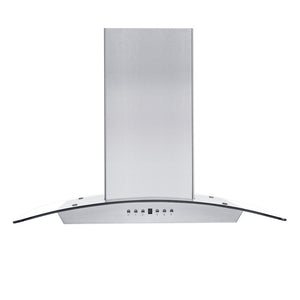 ZLINE 36 in. Convertible Vent Wall Mount Range Hood in Stainless Steel and Glass with Crown Molding (KZCRN-36) front.