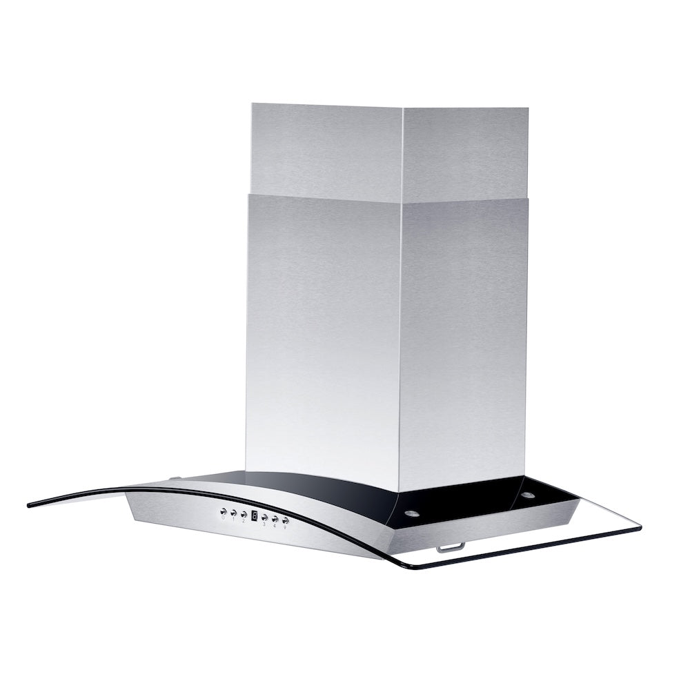 ZLINE 36 in. Convertible Vent Wall Mount Range Hood in Stainless Steel and Glass with Crown Molding (KZCRN-36)