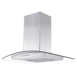 ZLINE 36 in. Convertible Vent Wall Mount Range Hood in Stainless Steel and Glass with Crown Molding (KZCRN-36) side, under.