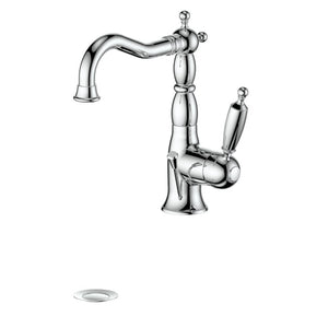 ZLINE Vikingsholm Single Handle Bath Faucet in Chrome (VKS-BF-CH) with matching drain.