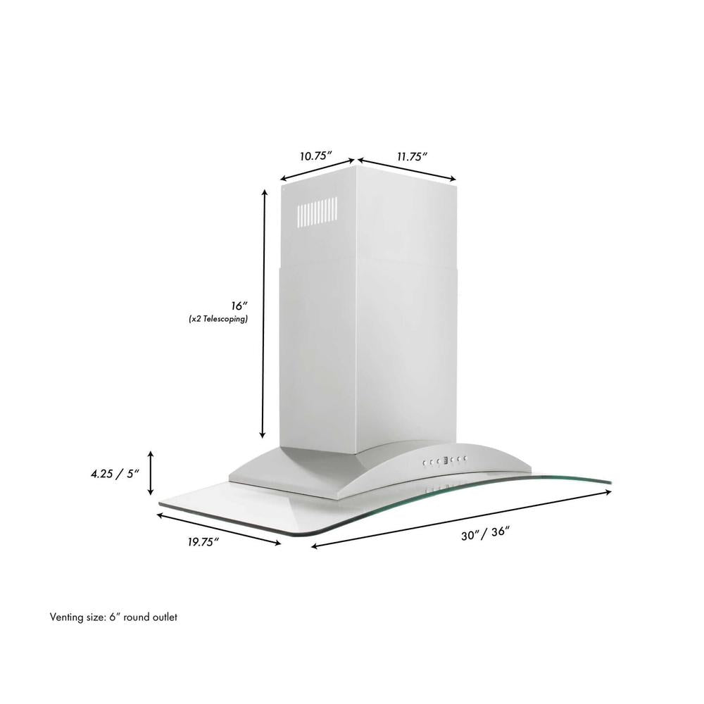 ZLINE 36 in. Convertible Vent Wall Mount Range Hood in Stainless Steel and Glass (KN-36)
