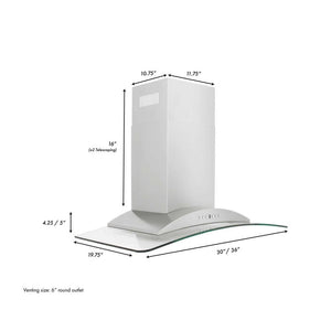 ZLINE 36 in. Convertible Vent Wall Mount Range Hood in Stainless Steel and Glass (KN-36)