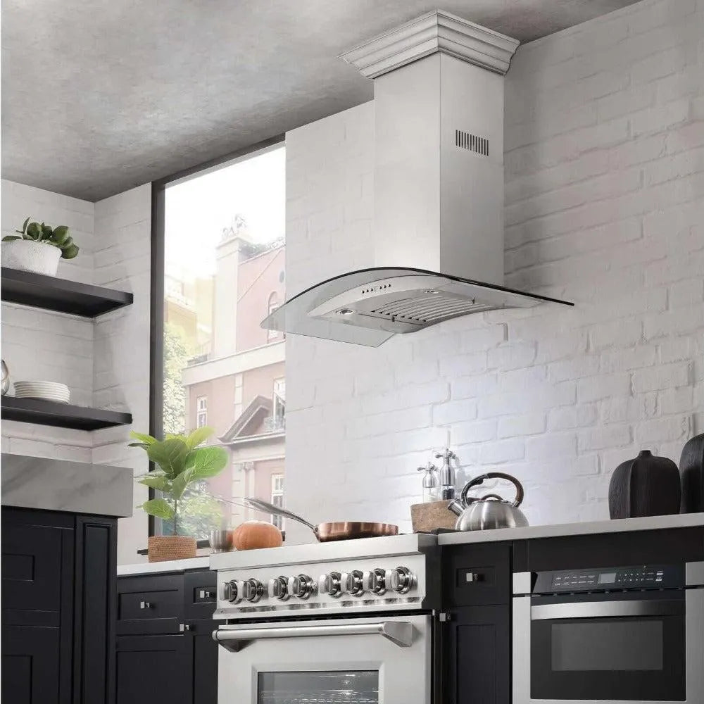 ZLINE 36 in. Convertible Vent Wall Mount Range Hood in Stainless Steel and Glass (KN4-36)