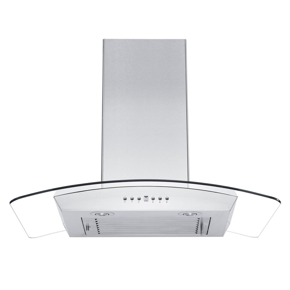 ZLINE 30 in. Convertible Vent Wall Mount Range Hood in Stainless Steel and Glass with Crown Molding (KZCRN-30)