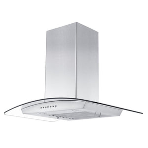 ZLINE 30 in. Convertible Vent Wall Mount Range Hood in Stainless Steel and Glass with Crown Molding (KZCRN-30)