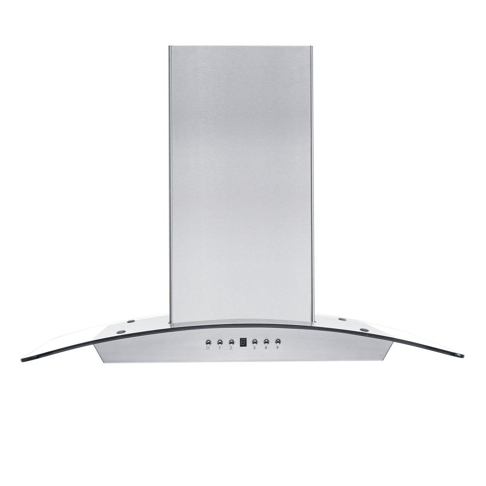 ZLINE 30 in. Convertible Vent Wall Mount Range Hood in Stainless Steel and Glass with Crown Molding (KZCRN-30)