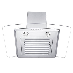ZLINE 30 in. Convertible Vent Wall Mount Range Hood in Stainless Steel and Glass with Crown Molding (KZCRN-30)