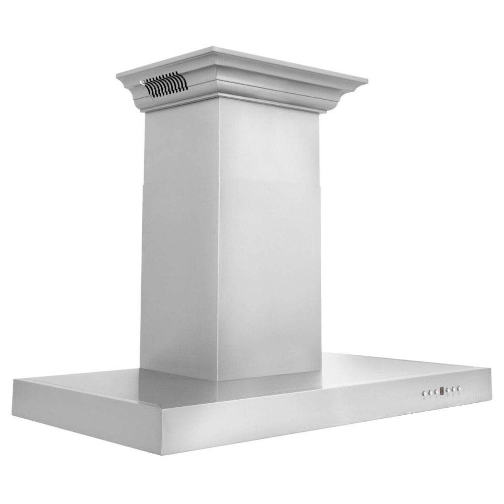 ZLINE 36 in. CrownSound™ Ducted Vent Wall Mount Range Hood in Stainless Steel with Built-in Bluetooth Speakers (KECRN-BT-36)