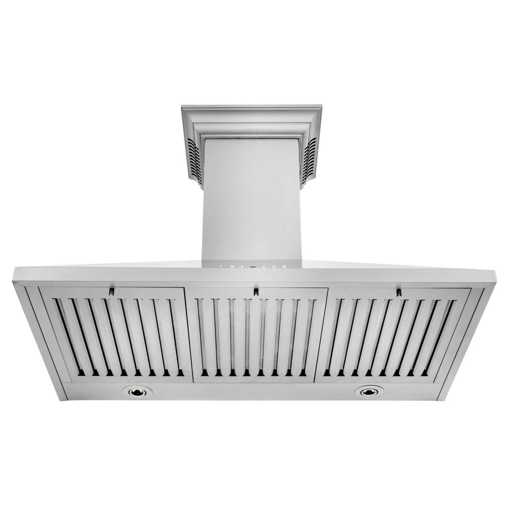 ZLINE 42 in. CrownSound™ Ducted Vent Wall Mount Range Hood in Stainless Steel with Built-in Bluetooth Speakers (KL2CRN-BT-42)