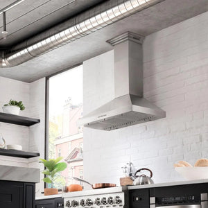 ZLINE 36 in. CrownSound™ Ducted Vent Wall Mount Range Hood in Stainless Steel with Built-in Bluetooth Speakers (KL3CRN-BT-36)