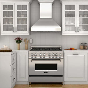 ZLINE 42 in. Professional Convertible Vent Wall Mount Range Hood in Stainless Steel with Crown Molding (597CRN-42)