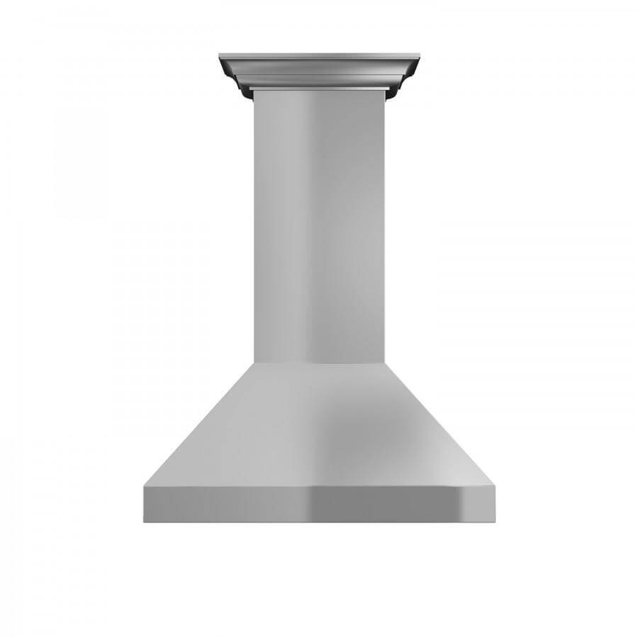 ZLINE 42 in. Professional Convertible Vent Wall Mount Range Hood in Stainless Steel with Crown Molding (597CRN-42)
