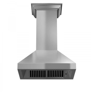 ZLINE 42 in. Professional Convertible Vent Wall Mount Range Hood in Stainless Steel with Crown Molding (597CRN-42)