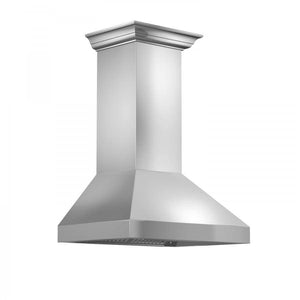 ZLINE 42 in. Professional Convertible Vent Wall Mount Range Hood in Stainless Steel with Crown Molding (597CRN-42)