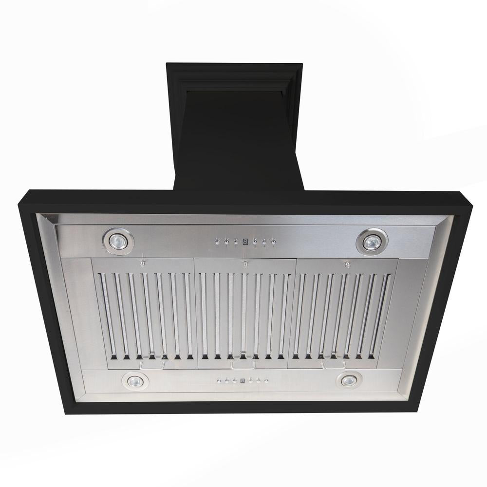 ZLINE 30 in. Convertible Vent Wooden Island Mount Range Hood in Black (KBiCC-30)