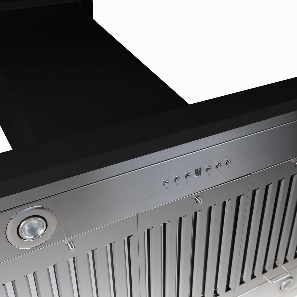 ZLINE 30 in. Convertible Vent Wooden Island Mount Range Hood in Black (KBiCC-30)