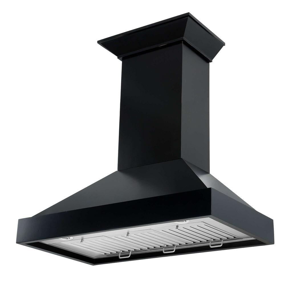 ZLINE 36 in. Convertible Vent Wooden Wall Mount Range Hood in Black (KBCC-36)