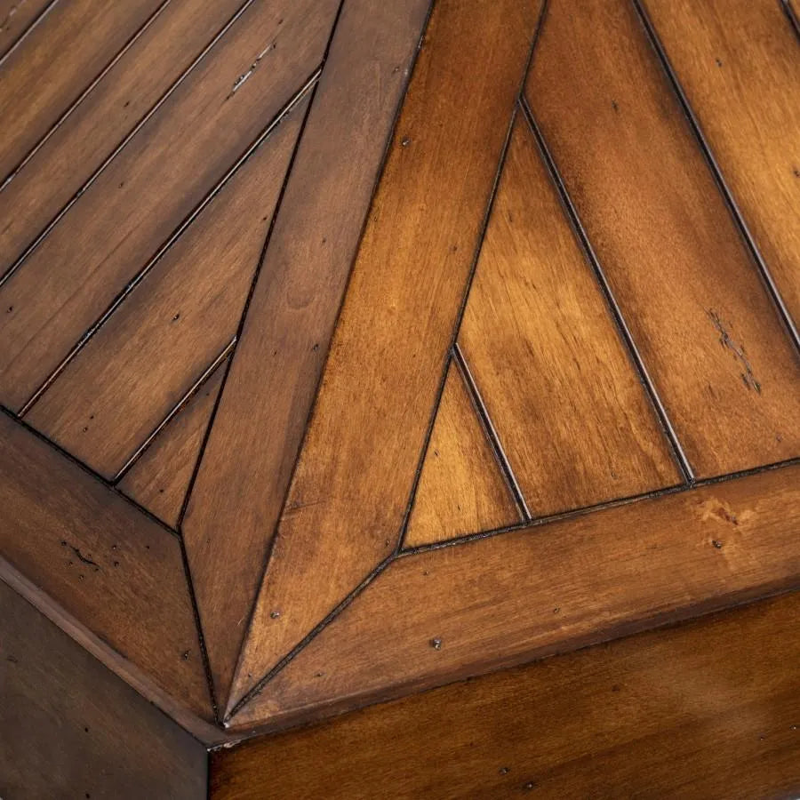 Close-up of distressed wood with rustic finish on ZLINE 30 in. Wooden Wall Mount Range Hood in Rustic Light Finish (KPLL-30)