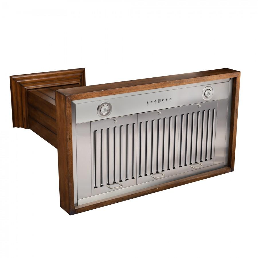 ZLINE 30 in. Wooden Convertible Vent Wall Mount Range Hood in Rustic Light Finish - Includes Motor (KPLL-30) built-in lighting.