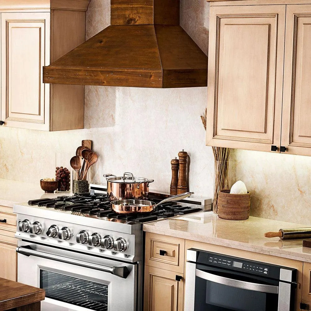 ZLINE 36 in. Convertible Vent Wooden Wall Mount Range Hood in Walnut (KBRR-36)