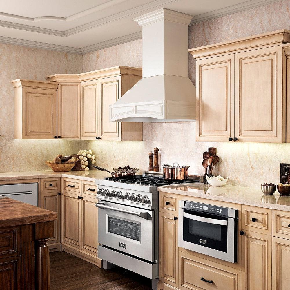 ZLINE 30 in. Convertible Vent Wooden Wall Mount Range Hood in Cottage White (321TT-30)