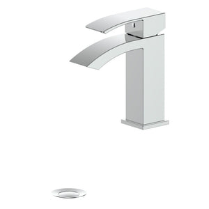 ZLINE Zephyr Single Handle Bath Faucet in Chrome (ZEP-BF-CH) with matching drain.