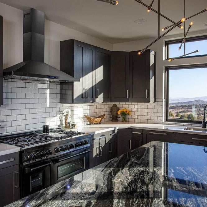 ZLINE 48” Black Stainless Dual Fuel Range with Brass Burners (RABBR48