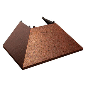 ZLINE Ducted Fingerprint Resistant Stainless Steel Range Hood with Hand-Hammered Copper Shell (8654HH) Hand Hammered Copper Shell, side.