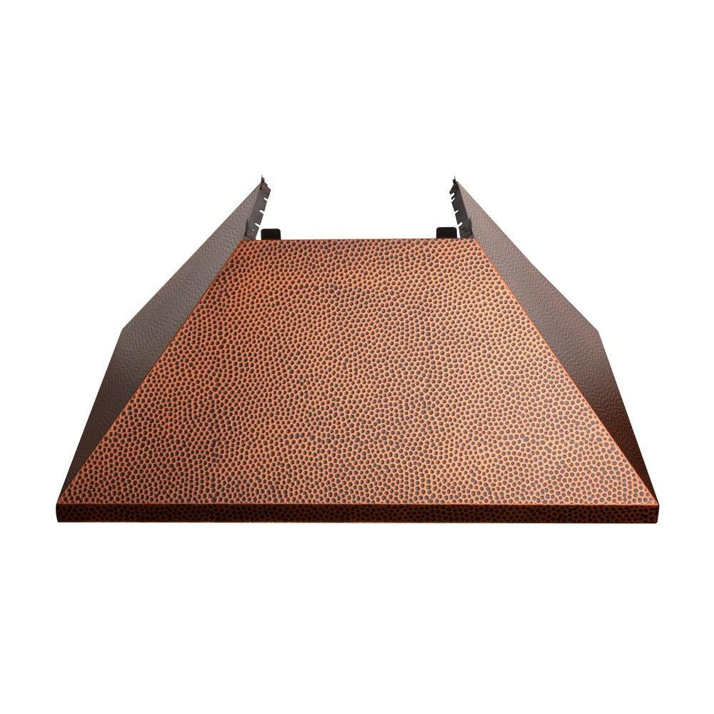 ZLINE Ducted Fingerprint Resistant Stainless Steel Range Hood with Hand-Hammered Copper Shell (8654HH) Hand Hammered Copper Shell, front.