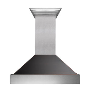 ZLINE Ducted Fingerprint Resistant Stainless Steel Range Hood with Oil Rubbed Bronze Shell (8654ORB) front.